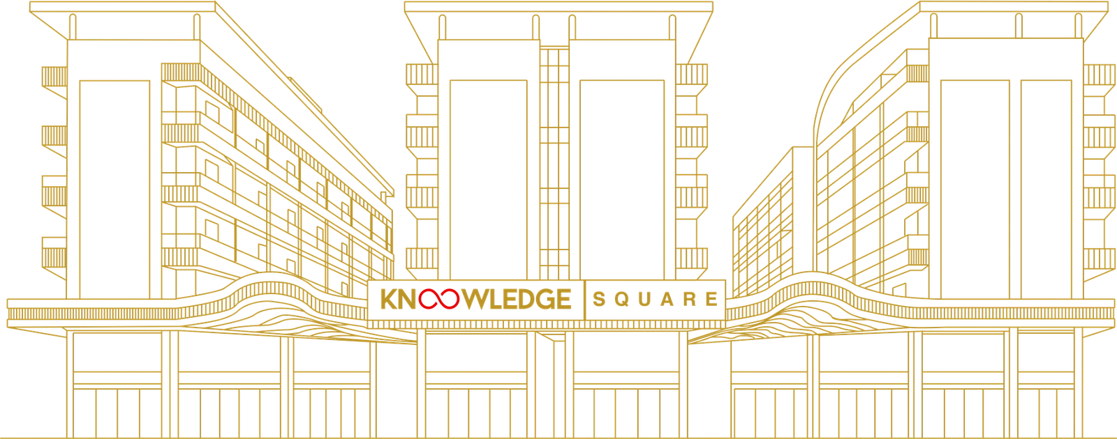 Architectural elevation of the Knowledge Square commercial landmark
